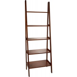 Casual Home 5-Shelf Ladder Bookcase Warm Brown