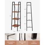 FURNINXS Ladder Shelves 4 Tier Bookshelves and Bookcases Narrow Standing Shelves for Living Room Bedroom Office Kitchen Skinny Shelf Red Brown
