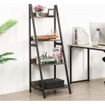 GreenForest Ladder Shelf 4 Tier Bookshelf Industrial Bookcase Storage Rack Shelves for Living Room Home Office Walnut
