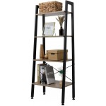 Industrial Ladder Shelf 4-Tier Bookshelf Rustic Wood and Metal Standing Storage Rack for Living Room Office Study Hallway Gray
