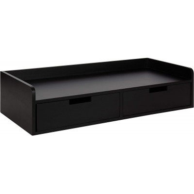 Kate and Laurel Kitt Modern Floating Shelf with Drawers 28 x 12 x 6.5 inches Black Chic Floating Storage Console Table or Desk for Wall