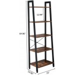 Ladder Shelf 5Tier Bookshelf Storage Rack Shelf for Office Bathroom Living Brown Institu Ladder Shelf Decorative Ladder Decorative Shelves