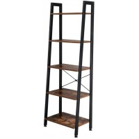 Ladder Shelf 5Tier Bookshelf Storage Rack Shelf for Office Bathroom Living Brown Institu Ladder Shelf Decorative Ladder Decorative Shelves