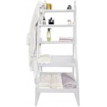 POW Furniture Perkins Modern 5-Tier Ladder Shelf in Moisture-Resistant MDF White