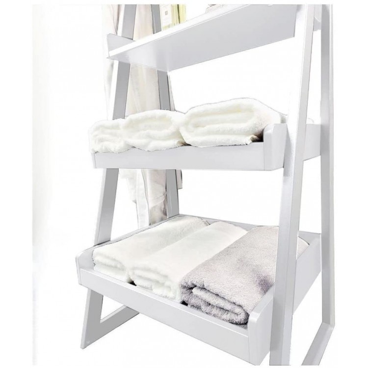 POW Furniture Perkins Modern 5-Tier Ladder Shelf in Moisture-Resistant MDF White