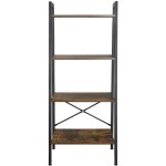 Prodb 4-Tier Durable Bookcase Bookshelf Leaning Wall Ladder Shelf Storage Display Ladder Shelf Decorative Ladder Decorative Shelves