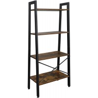 Prodb 4-Tier Durable Bookcase Bookshelf Leaning Wall Ladder Shelf Storage Display Ladder Shelf Decorative Ladder Decorative Shelves