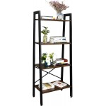 Prodb 4-Tier Ladder Shelf Bookshelf Bookcase Storage Rack Plant Flower Stand Storage Ladder Shelf Decorative Ladder Decorative Shelves
