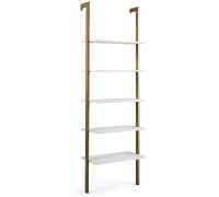 Prodb 5-Tier Ladder Shelf Wood Wall Mounted Display Bookshelf Metal Frame Ladder Shelf Decorative Ladder Decorative Shelves Ladder Shelf Decorative Ladder Decorative Shelves