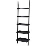 Prodb Black 5-Tier Bookcase Bookshelf Wall Plant Shelf Ladder Storage Display Ladder Shelf Decorative Ladder Decorative Shelves