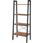 QEEIG 4 Tier Ladder Shelf Bookshelf Shelves Farmhouse Plant Storage Rack Bathroom Living Room Standing Shelfs 54" Tall Rustic Brown LS001