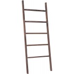 RHF 48" Wood Blanket Ladder Decorative Ladder Shelf Leaning Shelf Ladder for Bedroom Living Room Bathroom Rustic Farmhouse Wooded Ladder Brown
