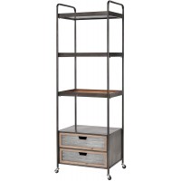 Sterling Home Whitepark Bay Bookshelf in Natural Fir Wood and Galvanized Steel bookcase Multicolor