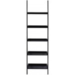 TANGKULA Ladder Bookcase 5-Tier Wood Leaning Shelf Wall Plant Shelf Ladder for Home Office Modern Flower Book Display Shelf Storage Rack Stable A-Frame Wooden Ladder Shelf Black