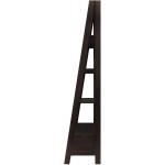 The Urban Port Tup 4 Shelf Wooden Ladder Bookcase with Bottom Drawer Brown