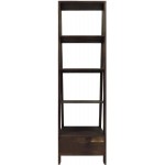 The Urban Port Tup 4 Shelf Wooden Ladder Bookcase with Bottom Drawer Brown