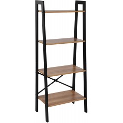 THKSBOUGHT 4 Tier Ladder Shelf,Bookshelf,Kitchen Shelf,Plant Flower Stand Storage Rack,Multi Function Shelf with Stable Metal ShelfLight Brown