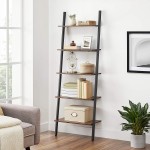 VASAGLE ALINRU Ladder Shelf Leaning Shelf 5-Tier Bookshelf Rack for Living Room Kitchen Office Stable Steel Industrial Rustic Brown and Black ULLS46BX