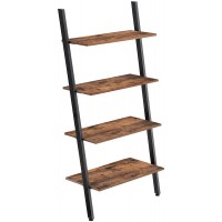 VASAGLE Industrial Ladder Shelf 4-Tier Bookshelf Storage Rack Shelves for Living Room Kitchen Office Iron Stable Sloping Leaning Against The Wall Rustic Brown ULLS43BX