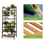 Venloup Premium 4 Tier Ladder Shelf Bamboo Plant Stand Multifunctional Storage Rack Bookcase Indoor Outdoor Flower Shelves for Living Room Bathroom BalconyBlack…