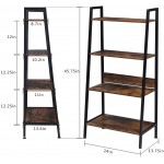 YINKUU 4-Tier Metal Ladder Shelf Multifunctional Ladder Bookshelf Plant Flower Stand Storage Rack Shelves Bookcaseï¼Œfor Office Bathroom Living Room,Brown