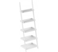 Yurielt 5-Tier Ladder Bookshelf- Leaning Decorative Shelves for Display-Walnut Wood Accent Home Décor for Living Room Bathroom & Kitchen Shelving  Color : White