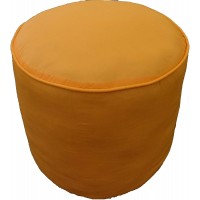 100% Cotton Plain Piping Round Ottoman Throw Pouf Cover 20" Wx16 H Saffron Cover ONLY Not Stuffed Insert not Included