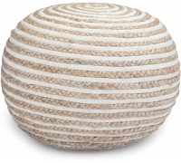 Agro Richer Round Jute Cotton Pouf Ottoman Home Décor Footrest Bean Bag Floor Chair Great for The Living Room Bedroom and Kids Room Rustic Farmhouse Decor Cover Only 20x20x14