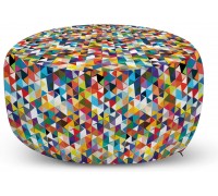 Ambesonne Art Ottoman Pouf Continuous Abstract Triangles Along Awakening Tones Colorful Cheery Illustration Print Decorative Soft Foot Rest with Removable Cover Living Room and Bedroom Red Aqua