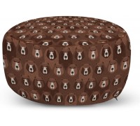 Ambesonne Bear Pouf Cover with Zipper Forest Animals Concept Flock of Big Angry Bears Bushy Furs Soft Decorative Fabric Unstuffed Case 30" W X 17.3" L Umber Brown and Cocoa