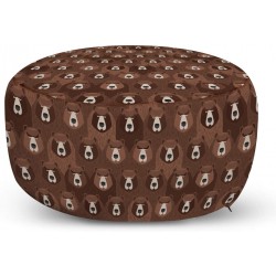 Ambesonne Bear Pouf Cover with Zipper Forest Animals Concept Flock of Big Angry Bears Bushy Furs Soft Decorative Fabric Unstuffed Case 30" W X 17.3" L Umber Brown and Cocoa