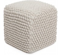 BIRDROCK HOME Bud Pouf Foot Stool Ottoman Knit Bean Bag Floor Chair Cotton Braided Cord Great for The Living Room Bedroom and Kids Room Small Furniture