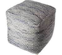Christopher Knight Home Barnby Fabric Pouf Ivory Blue