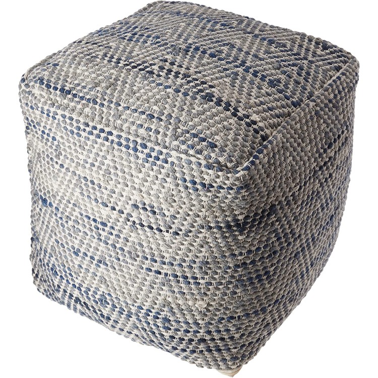 Christopher Knight Home Barnby Fabric Pouf Ivory Blue