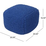 Christopher Knight Home Knox Knitted Cotton Pouf Navy