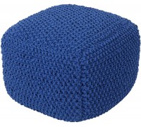 Christopher Knight Home Knox Knitted Cotton Pouf Navy