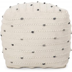 Christopher Knight Home Pates Pouf Ivory + Blue