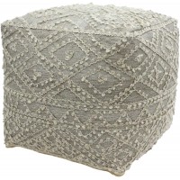 Christopher Knight Home Sylvia Cube Pouf Boho Beige and Gray Wool and Viscose