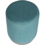 Gilda Pouf in Dusty Teal Velvet with Silvered Metal Base