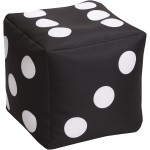 Gouchee Home Cube Brava Collection Contemporary Polyester Fabric Upholstered Dice Design Square Pouf Ottoman Black White