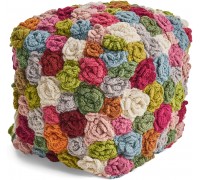 Great Deal Furniture Frances Boho Wool Ottoman Pouf Multicolored