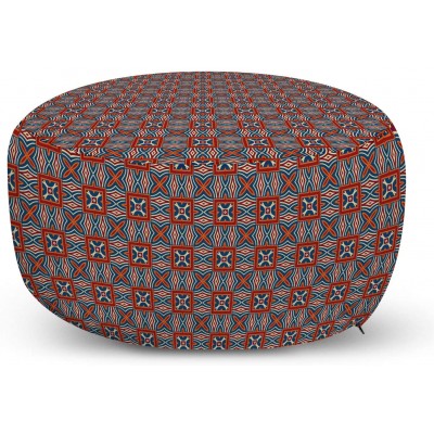 Lunarable Ethnic Pouf Cover with Zipper Traditional Moroccan Mosaic Tiles Ottoman Persian Middle Eastern Motif Soft Decorative Fabric Unstuffed Case 30" W X 17.3" L Multicolor