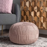 nuLOOM Berlin Casual Knitted Filled Ottoman Pouf Blush 14" x 20" x 20"