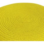 SIMPLIHOME Kent Boho Round Woven Outdoor  Indoor Pouf in Grey and Yellow Recycled PET Polyester for the Living Room Family Room Bedroom and Kids Room