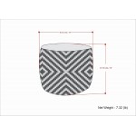 SIMPLIHOME Kent Boho Round Woven Outdoor  Indoor Pouf in Grey and Yellow Recycled PET Polyester for the Living Room Family Room Bedroom and Kids Room