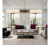 Acanva Modern Living Room Sofa Linen-Like Straight Arm 2 Piece Set Beige