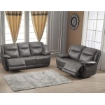 Betsy Furniture 2PC Bonded Leather Reclining Sofa Couch Set Living Room Set 8006 Grey Sofa+Loveseat