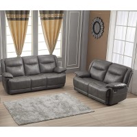 Betsy Furniture 2PC Bonded Leather Reclining Sofa Couch Set Living Room Set 8006 Grey Sofa+Loveseat