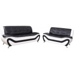 Beverly Fine Furniture 3 Piece Aldo Modern Sofa Set Black White