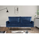 Container Furniture Direct Petit Mid Century Velvet Upholstered Living Room Sofa & Loveseat Set Ultra Blue